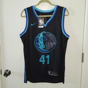NWT Dallas Mavericks Dirk Nowitzki Nike Anthracite City Edition Swingman Jersey